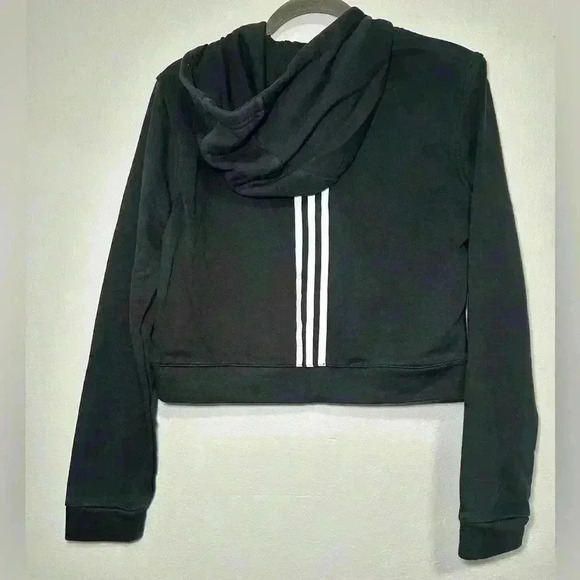 207. Adidas Black Stripped Cropped Hoodie size medium - Picture 6 of 6
